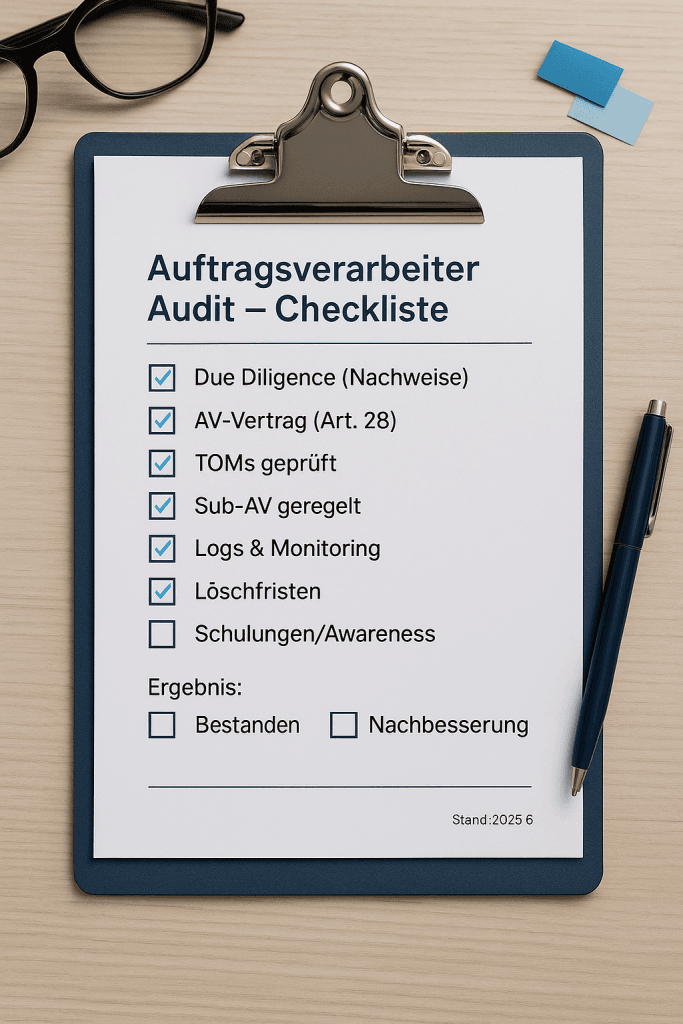 Auftragsverarbeiter Audit Checkliste