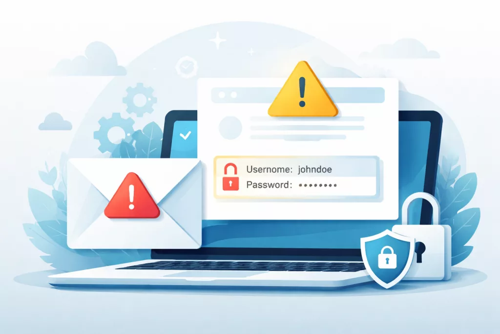 Warnung vor unsicheren Anmeldedaten Zugangsdaten per E-Mail 