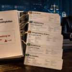 Die Verarbeitungstätigkeit: Wie Unternehmen ihre Datenverarbeitungen richtig erfassen Ein geöffneter Aktenordner mit dem Titel „Verzeichnis von Verarbeitungstätigkeiten – Art. 30 DSGVO“ zeigt den rot markierten, zu pauschalen Eintrag „Kundenverwaltung im CRM-System“. Daneben fächern sich fünf getrennte Prozesse auf: Kundenanfragen, Angebotserstellung, Auftragsabwicklung, Newsletterversand und Bonitätsprüfung. Im Hintergrund prüft eine Compliance-Verantwortliche die Unterlagen vor digitalen CRM-, Schloss- und Justizsymbolen.