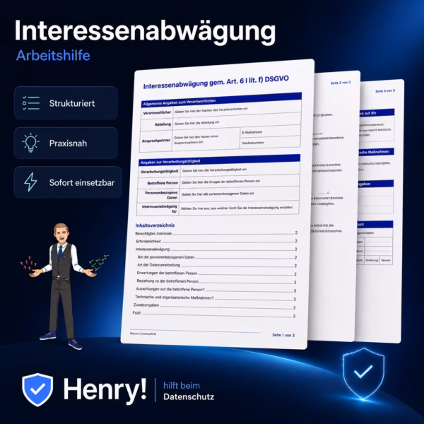 Interessenabwägung Art. 6 Abs. 1 lit. f) DSGVO