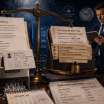 Löschfristen und Aufbewahrungsdauer: Warum „Kundendaten sechs Jahre" fast immer die falsche Antwort ist Fotorealistische Editorial-Collage zum Konflikt zwischen Datenschutz und gesetzlichen Aufbewahrungspflichten: Eine große Messingwaage zeigt auf der linken Seite einen Löschantrag, CRM-Kundendaten und einen Aktenvernichter, auf der rechten Seite archivierte Rechnungen und Geschäftsunterlagen mit gesetzlichen Aufbewahrungsfristen. Im Hintergrund stehen Server, Archivordner und ein Datenschutzverantwortlicher mit Tablet.